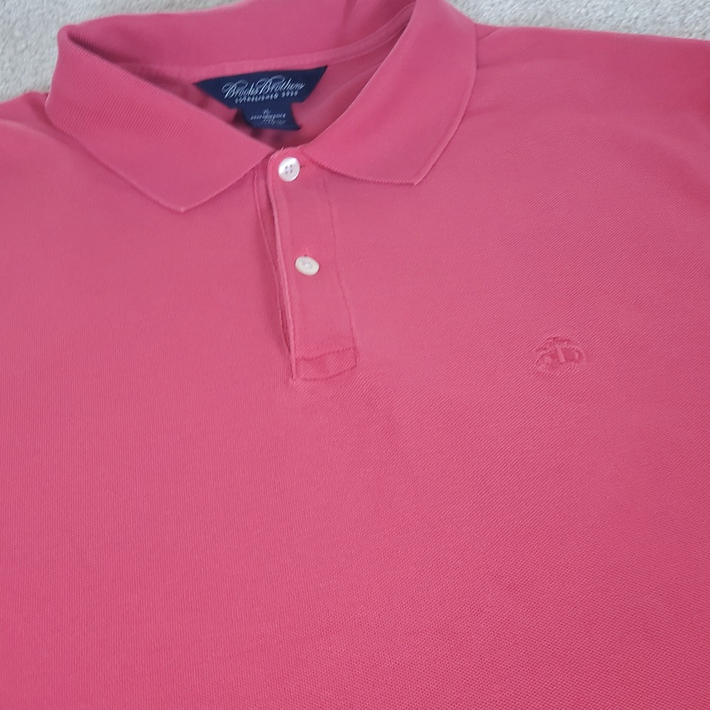 Brooks Brothers Polo Shirt Men's XL Coral Performance Knit Short Sleeve Cotton